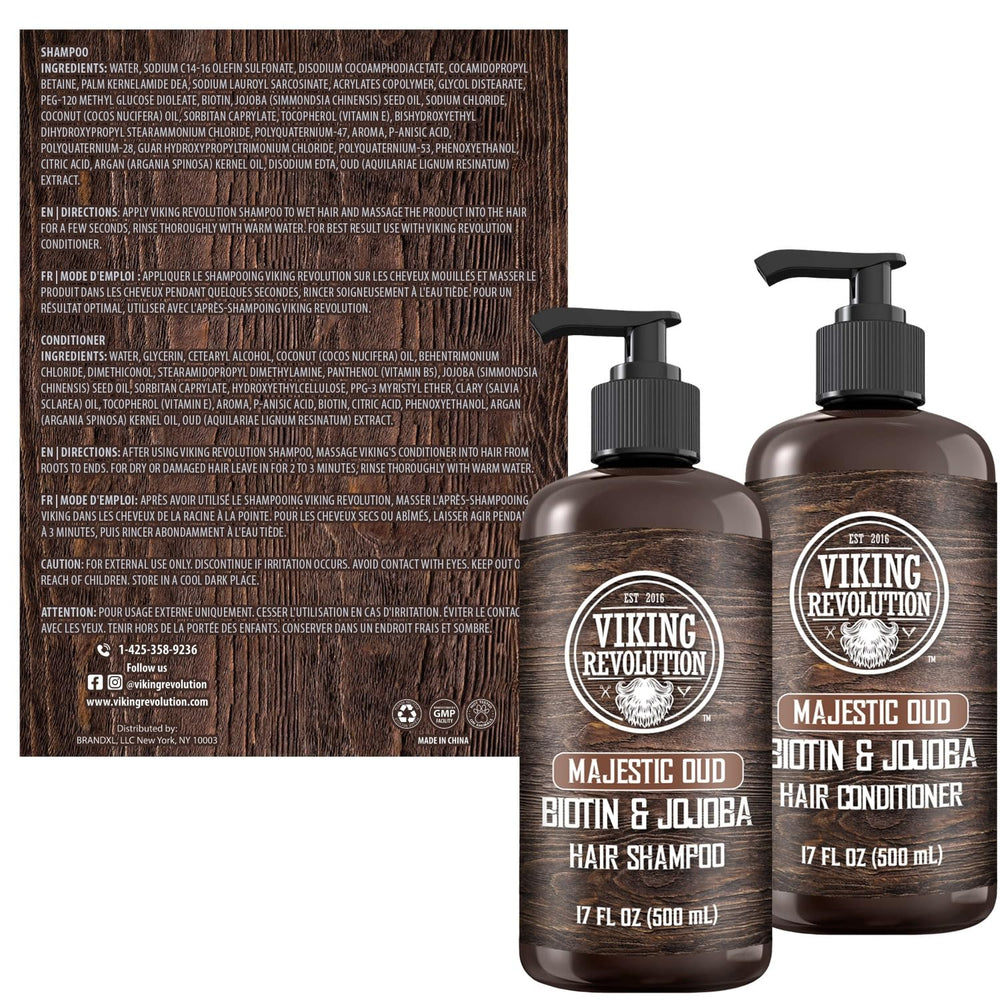 Viking Revolution Biotin Jojoba Oil ingredients panel on packaging.