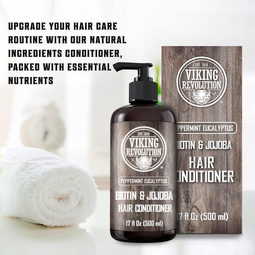 Viking Revolution Biotin Men's Conditioner application showing lather and rinse