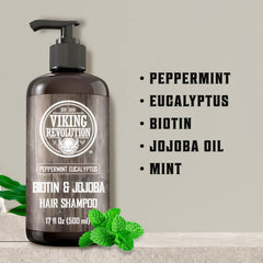 Viking Revolution Biotin Men’s Shampoo bottle pump for easy dispensing during showers