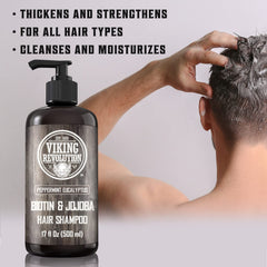 Viking Revolution Biotin Men’s Shampoo mint oil essence emphasizing refreshing scent and scalp care