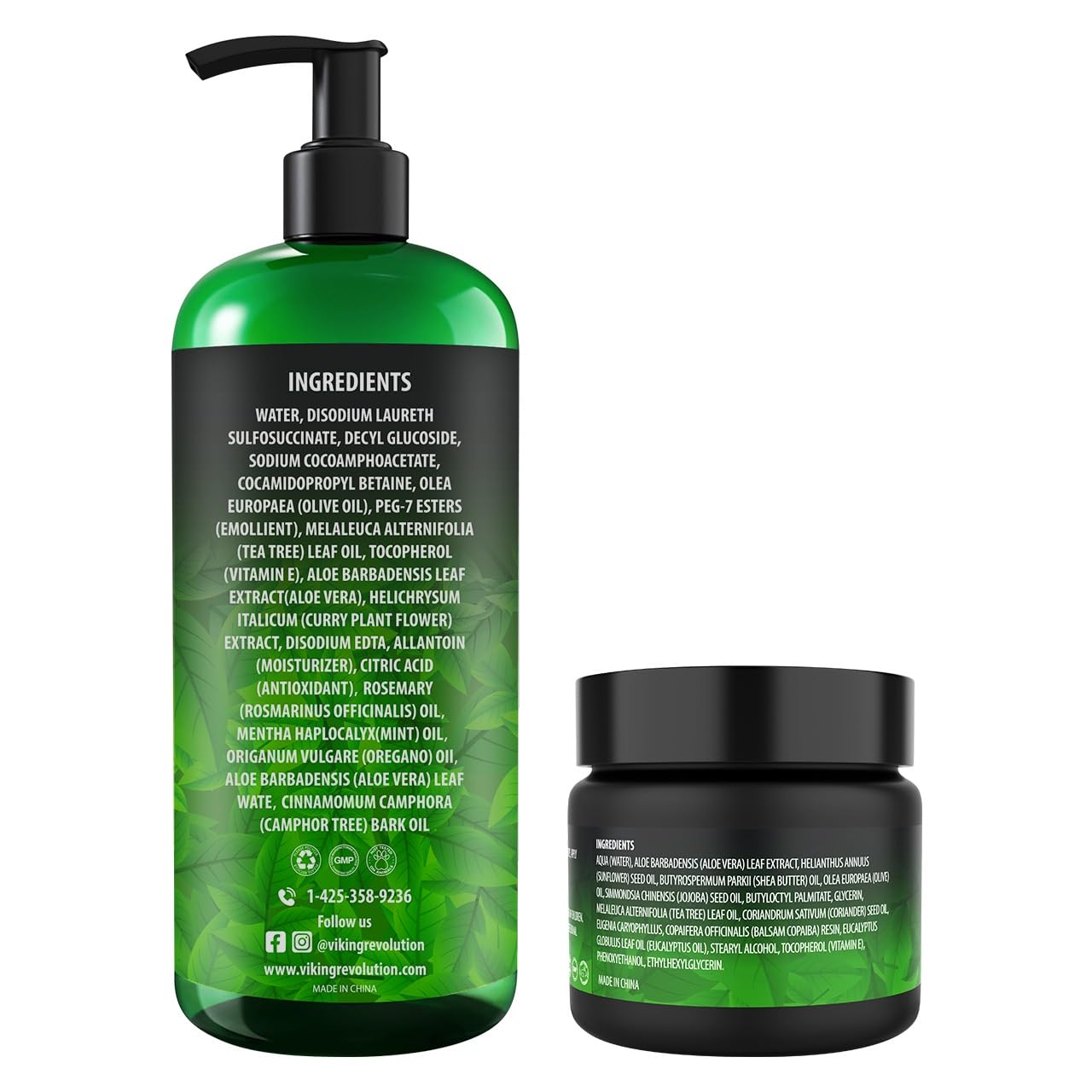 Viking Revolution Care routine image illustrating two-step usage for skin care.