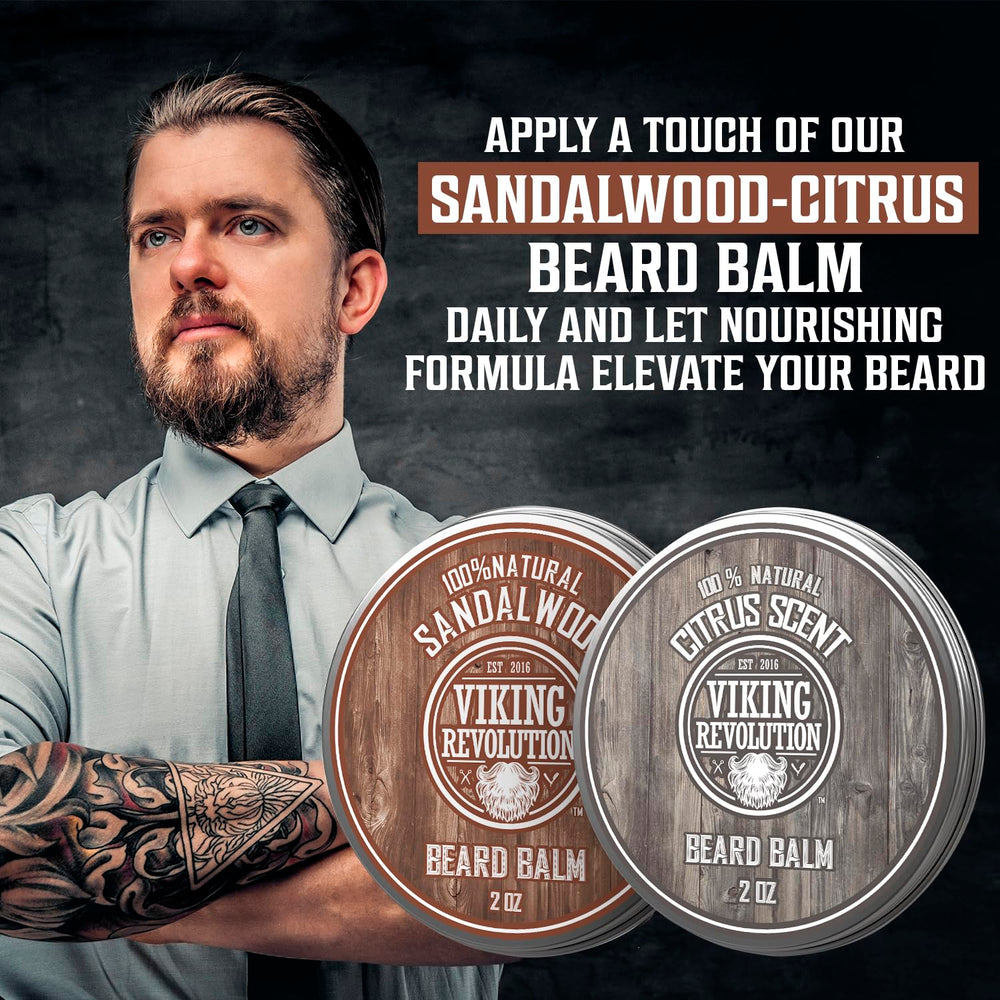 Citrus-sandalwood balm finishing a smooth beard