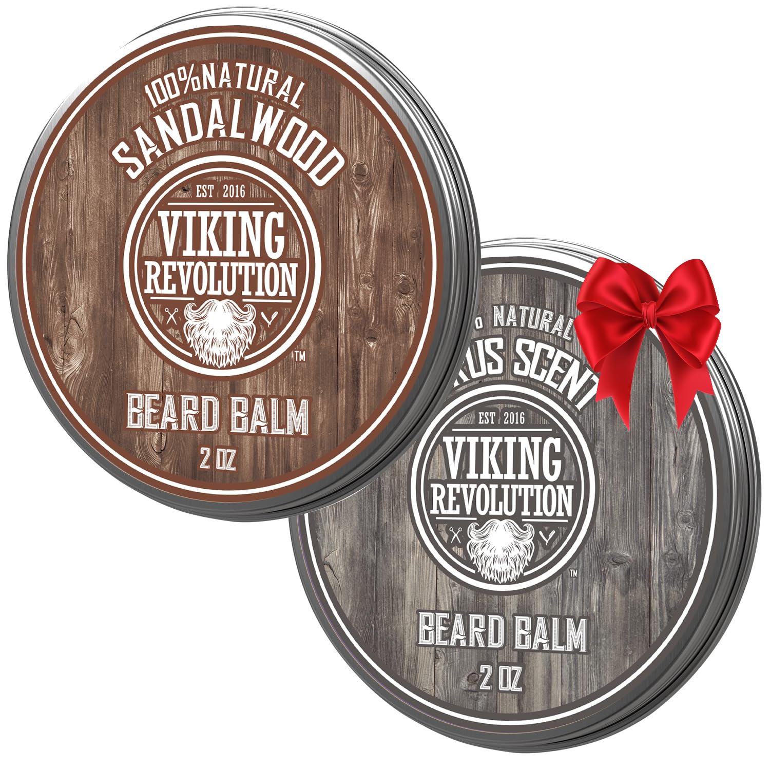 Viking Revolution beard balm jar showing textured balm for grooming
