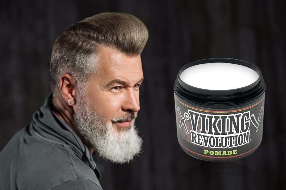 Viking Revolution Hair Pomade side part showcases natural matte appearance