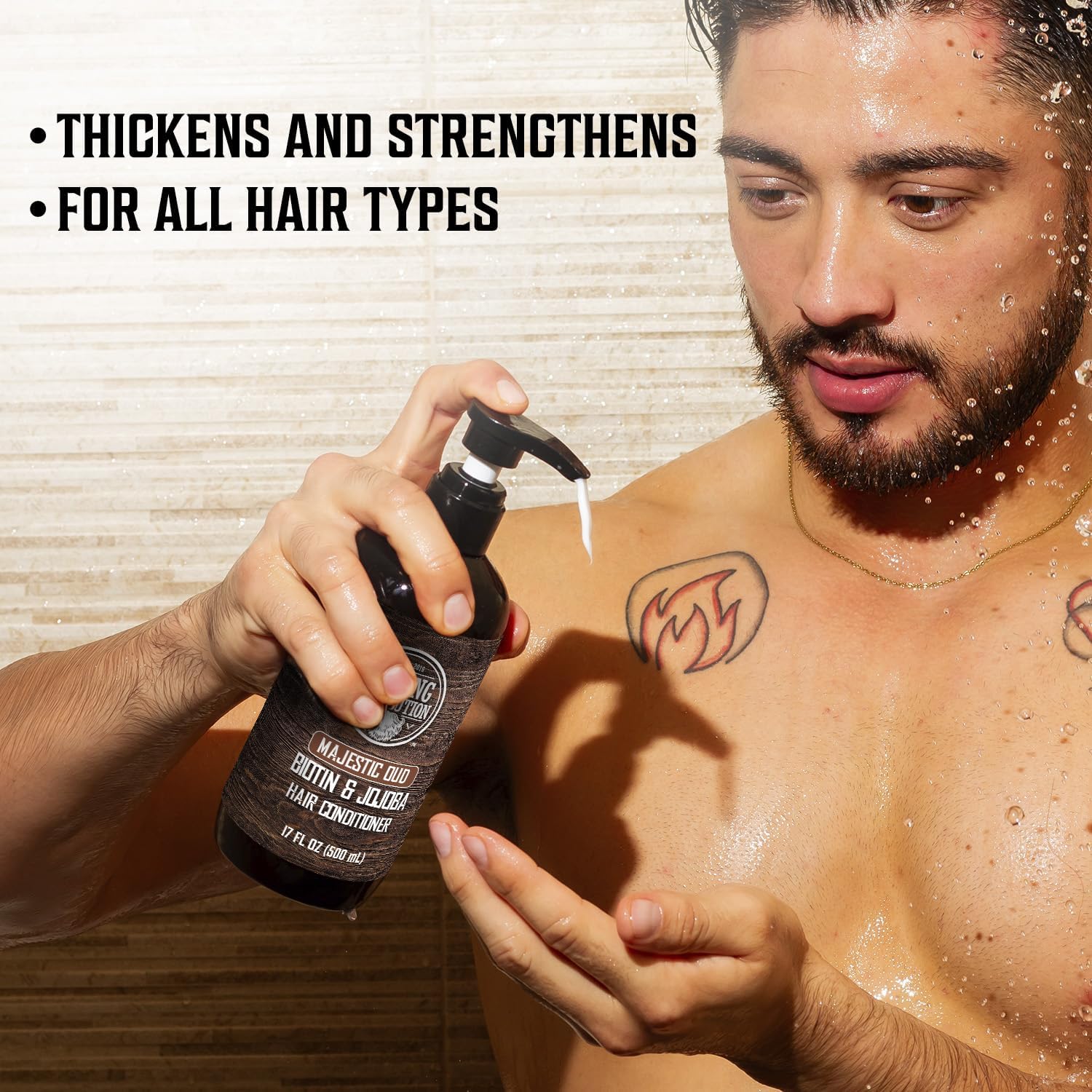 Viking Revolution Majestic Oud conditioner bottle delivering smooth detangling and moisture.