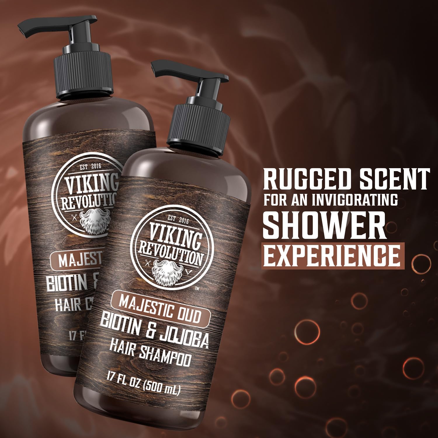 Viking Revolution Majestic Oud set displayed on shelf for grooming routine.