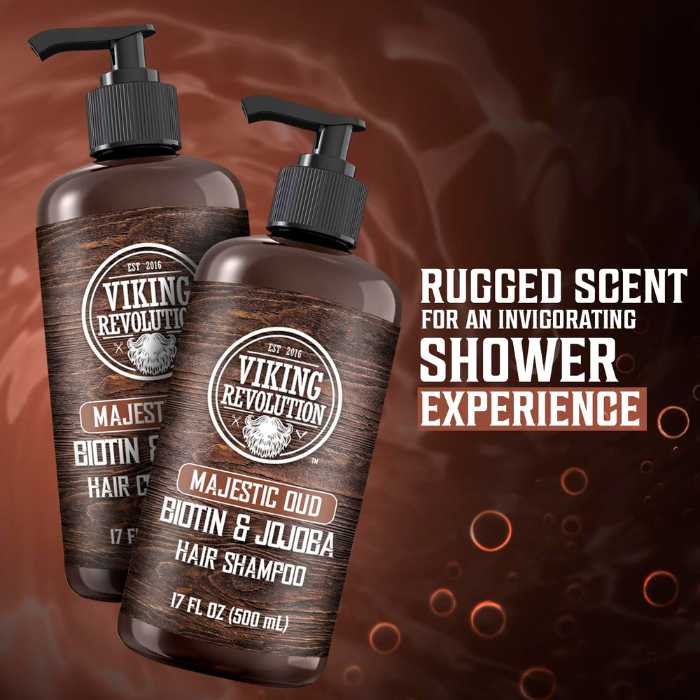 Viking Revolution Majestic Oud set displayed on shelf for grooming routine.
