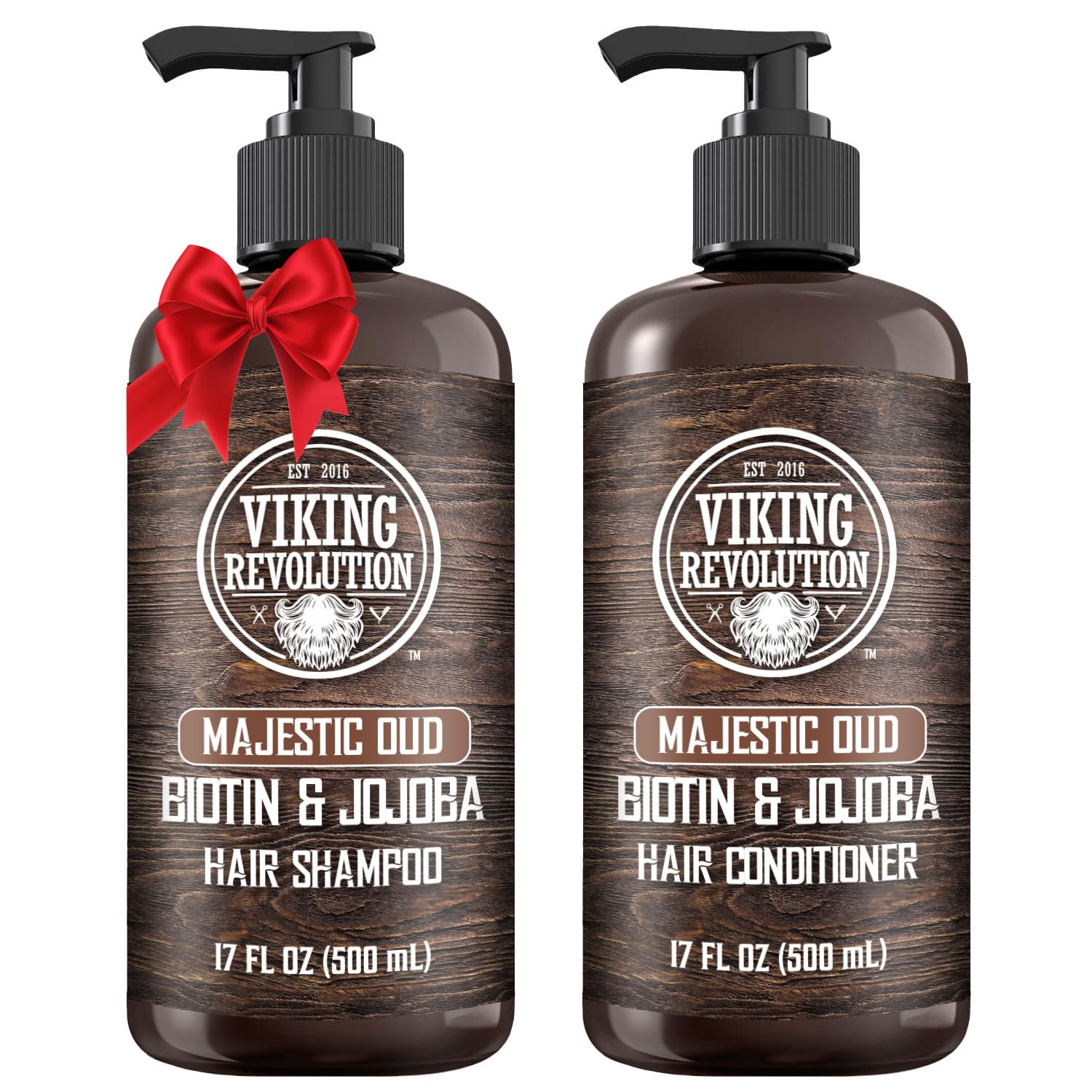 Viking Revolution Majestic Oud shampoo bottle with premium scent for daily refreshing wash.