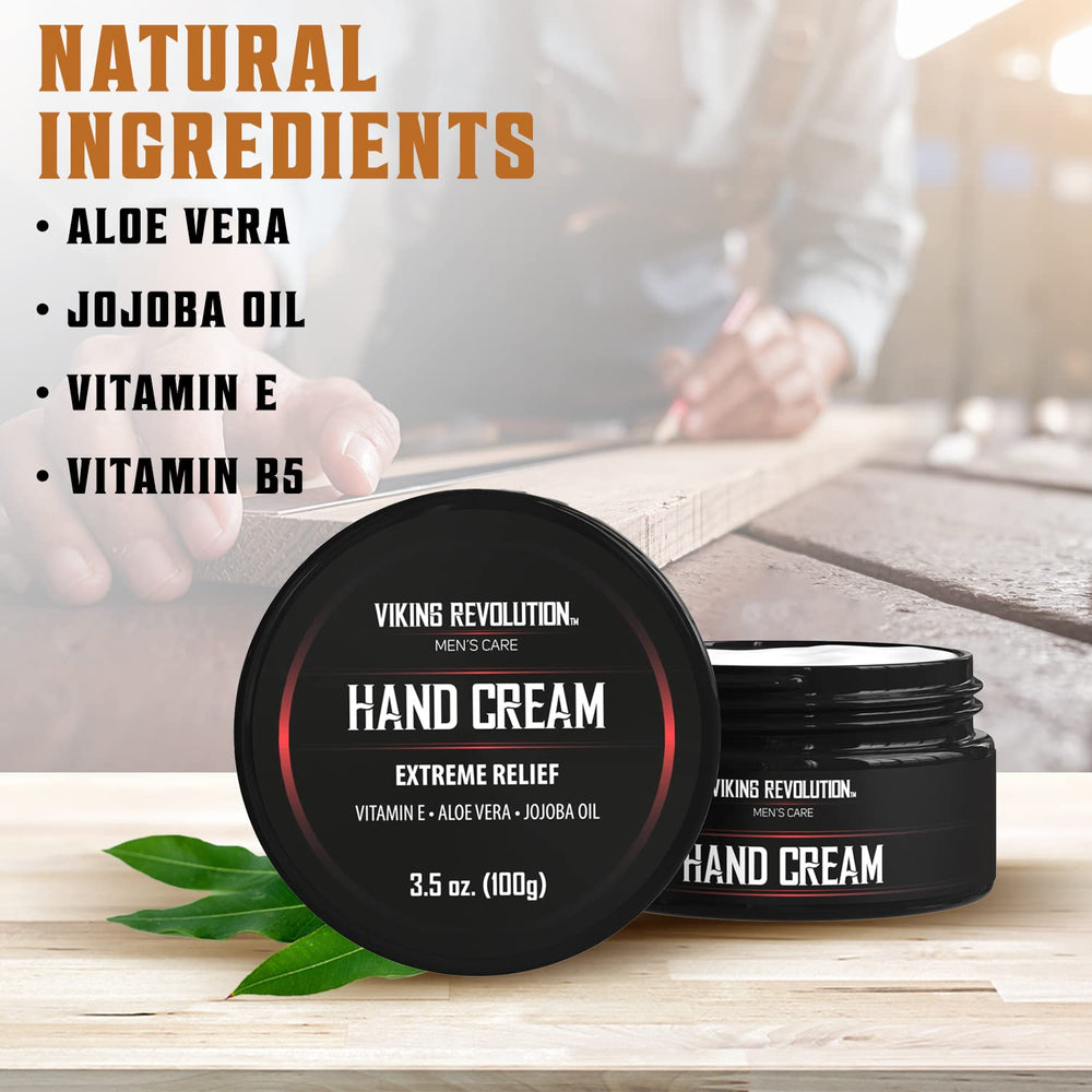 Viking Revolution hand cream texture shows lightweight, non-greasy feel during use.