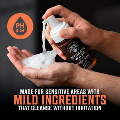Viking Revolution mens intimate wash-aloe-vera bottle emphasizes soothing hydration.