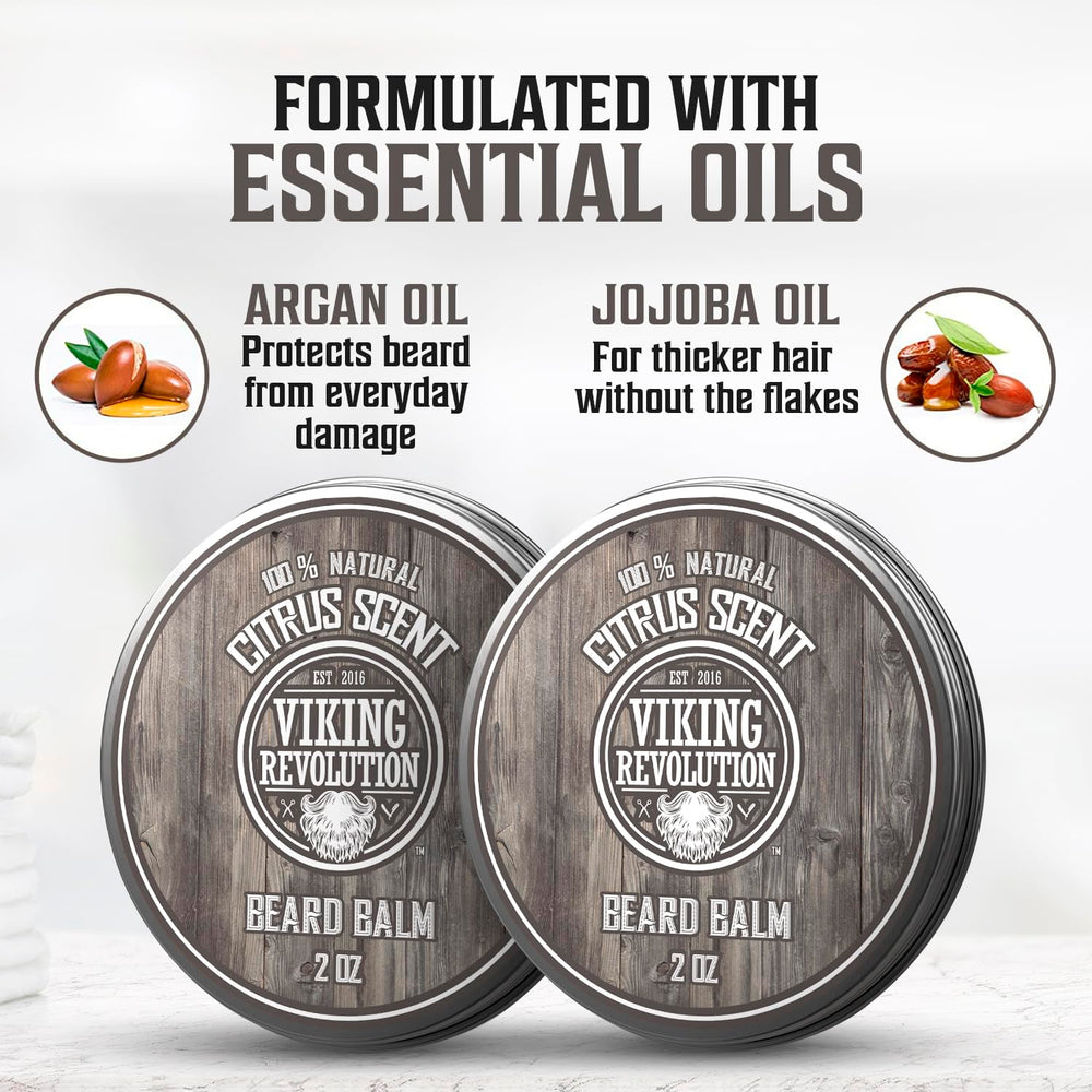 Viking Revolution natural ingredients label highlights argan oil and jojoba for shine