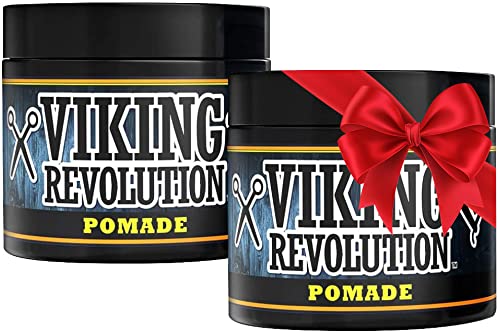 Viking Revolution Pomade jar offers a strong hold for classic slick hairstyles.