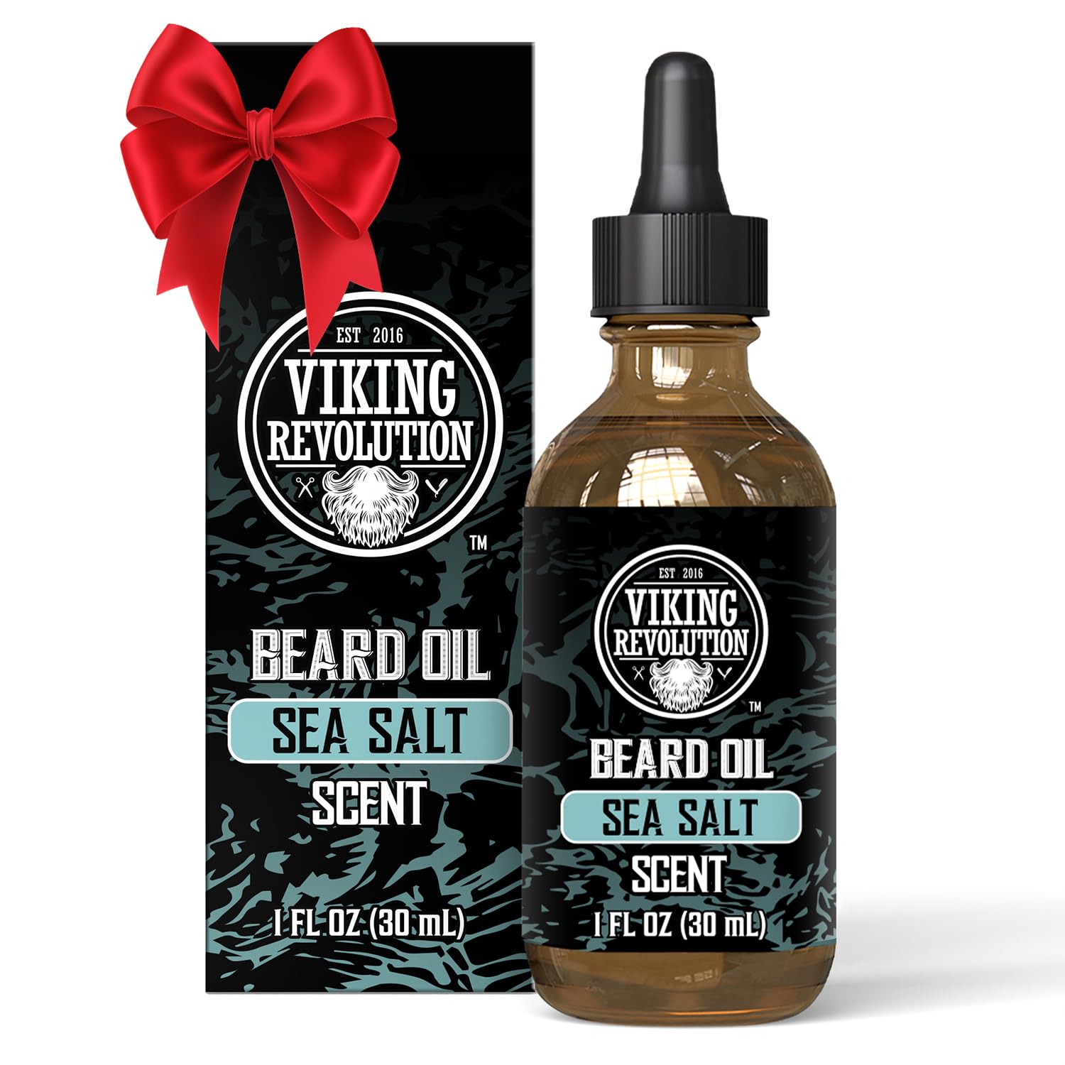 Viking Revolution Sea Salt Beard Oil bottle showing sea-inspired conditioning for softer, well-groomed beards.