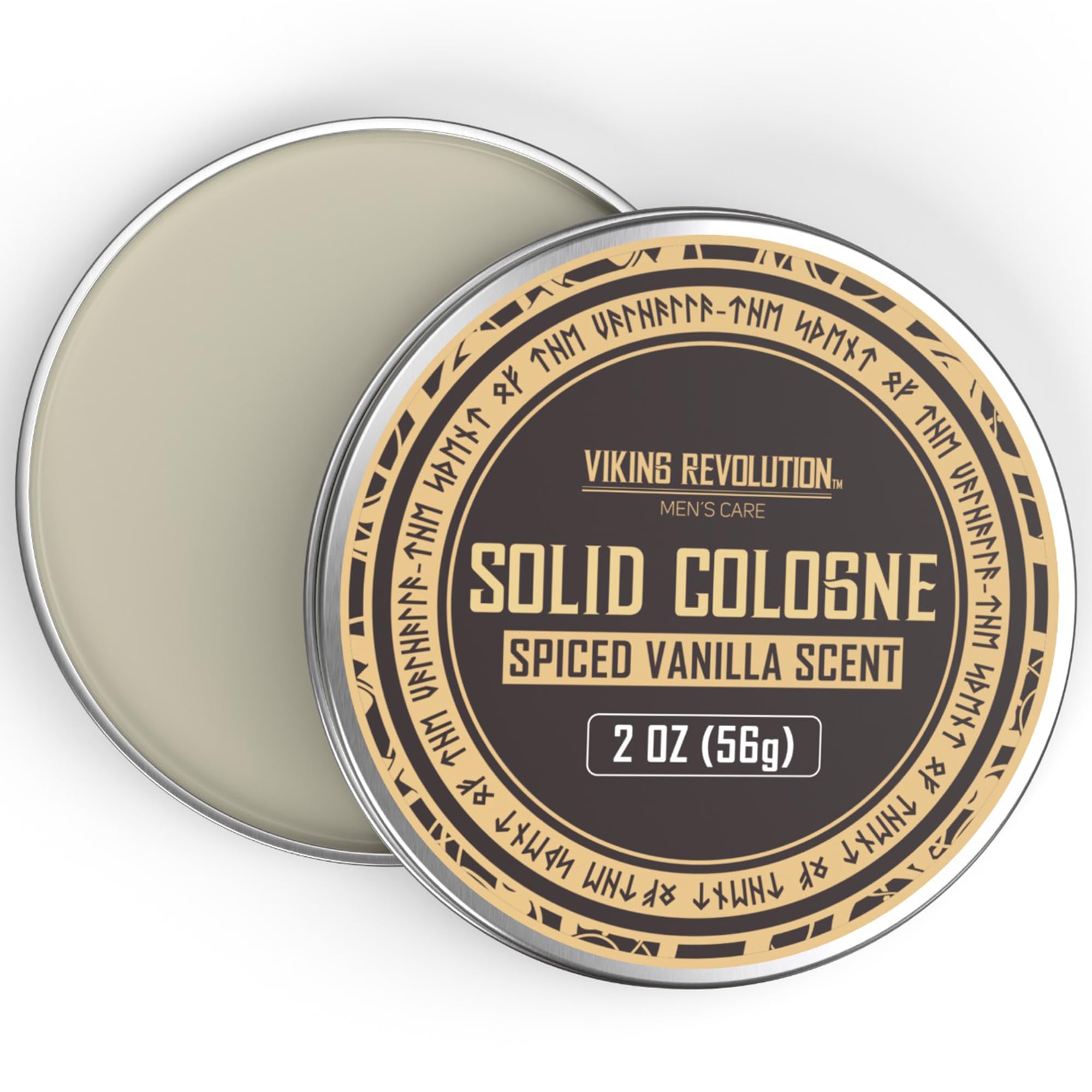 Travel-size 2oz solid cologne from Viking Revolution for on the go freshness.