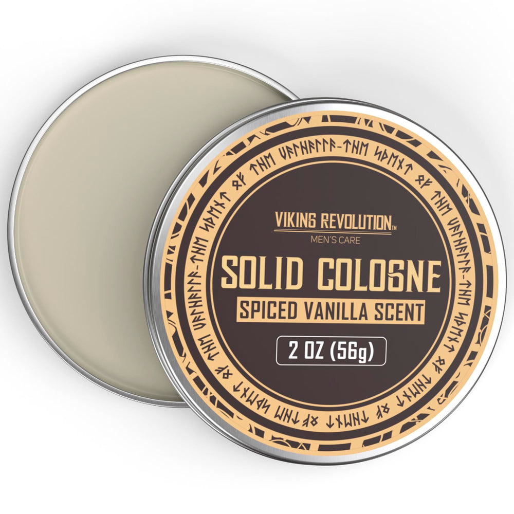 Travel-size 2oz solid cologne from Viking Revolution for on the go freshness.