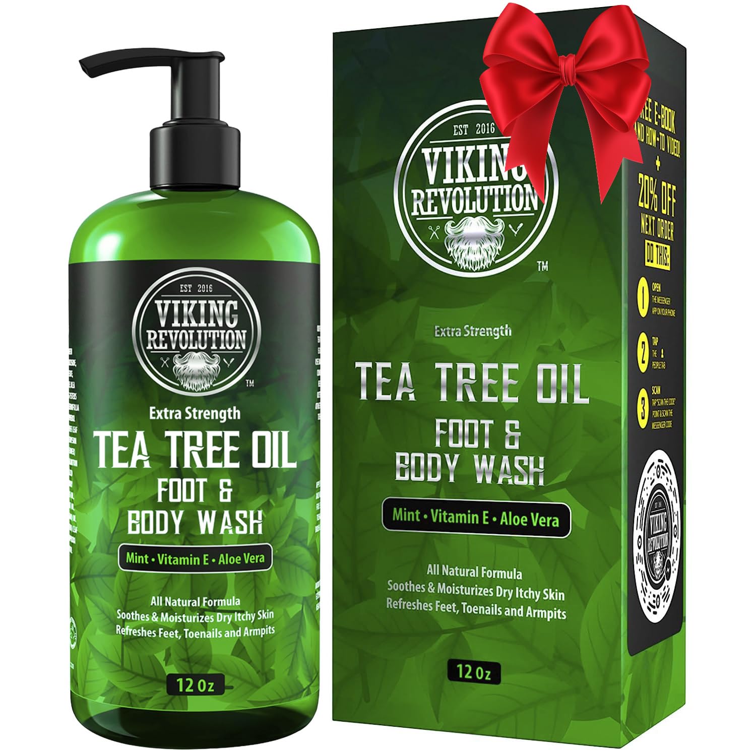 Viking Revolution Tea Tree Body Wash bottle helps manage odor after workouts.