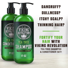 Viking Revolution Tea Tree Conditioner bottle provides moisture and detangling benefits.
