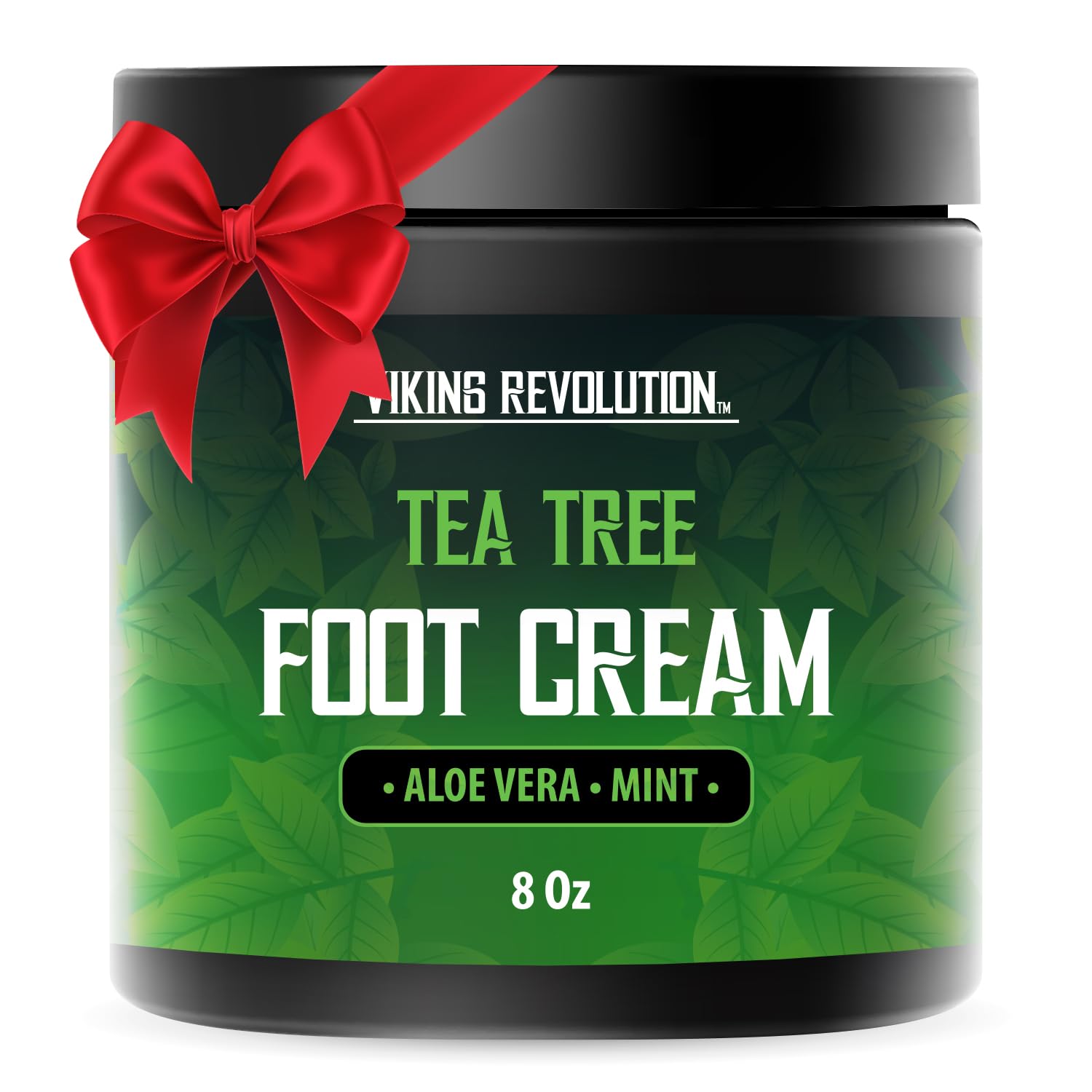 Viking Revolution Tea Tree Foot Cream jar provides soothing hydration for dry heels.