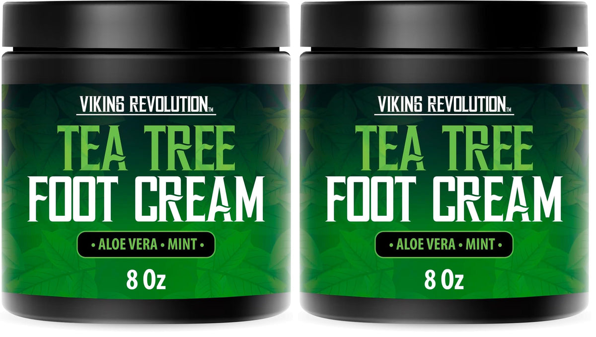 Viking Revolution Tea Tree Foot Cream jar for dry feet hydration