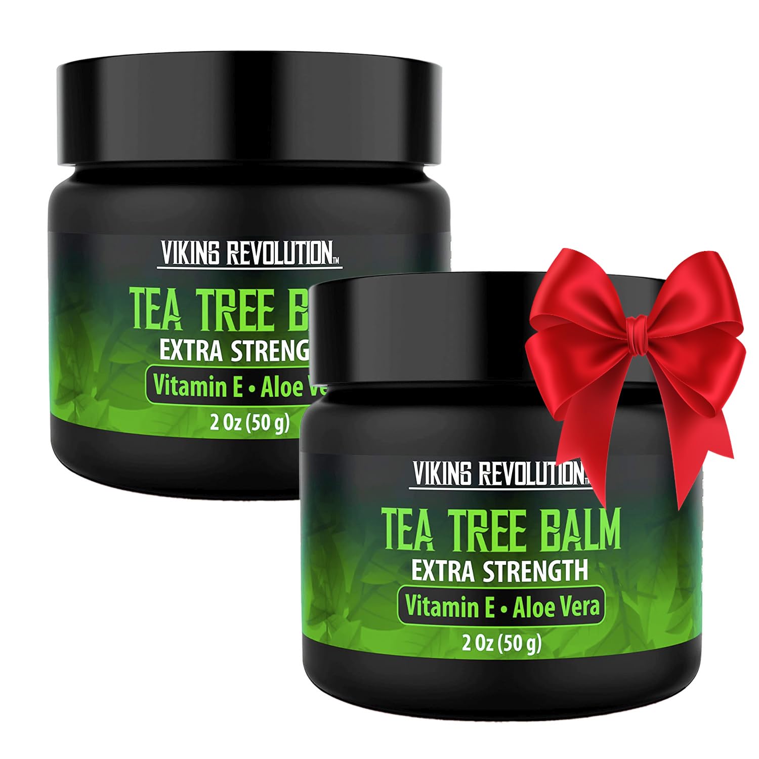 Viking Revolution Tea Tree Oil Cream bottle close-up for soothing skin.