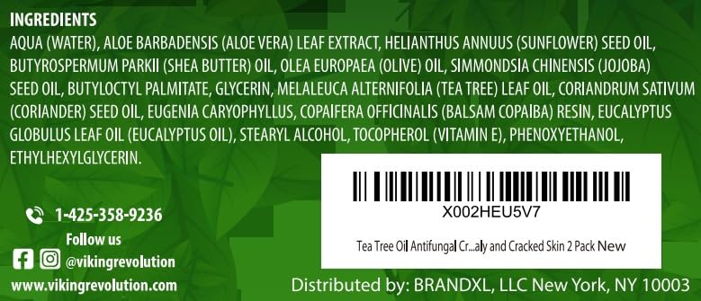 Viking Revolution Tea Tree Oil Cream on nails and skin care.