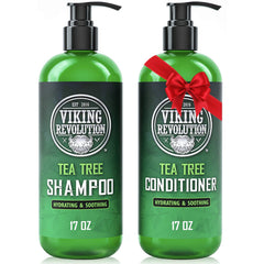 Viking Revolution Tea Tree Shampoo bottle delivers refreshing cleansing and hydration for the scalp.