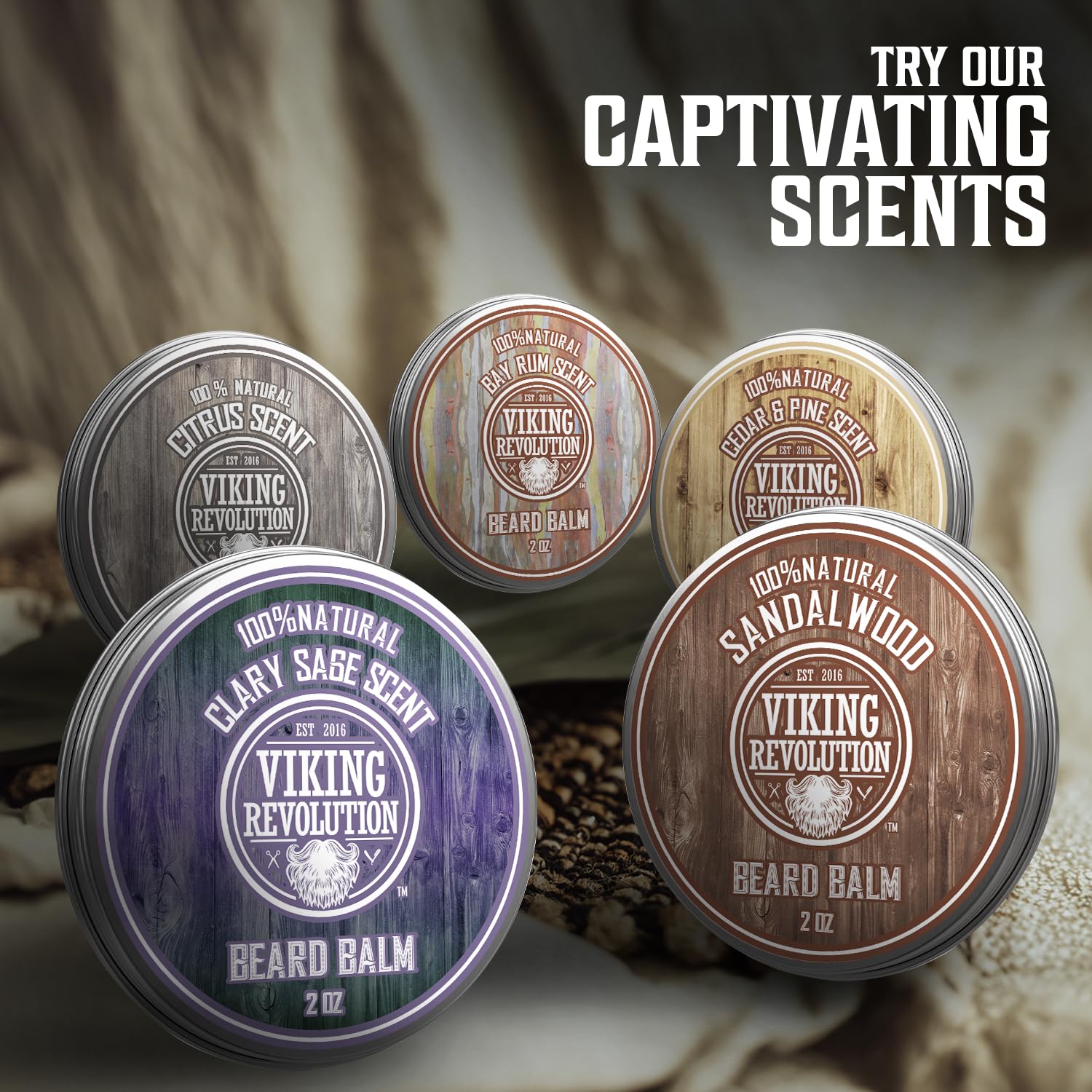 Viking Revolution citrus balm unboxing scene emphasizes fresh scent and grooming ritual