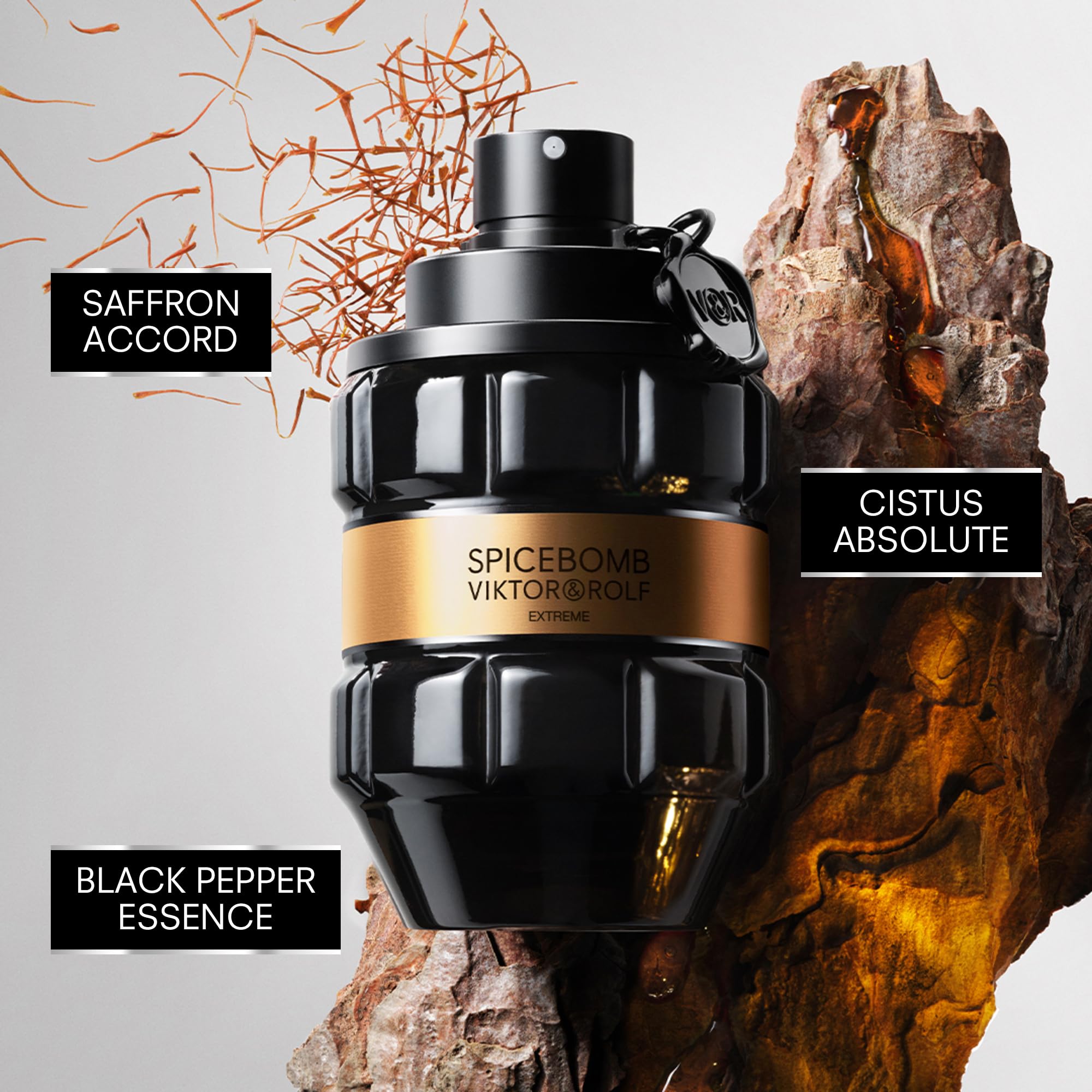 Viktor&Rolf Spicebomb Extreme bottle top shows premium metal cap and design.