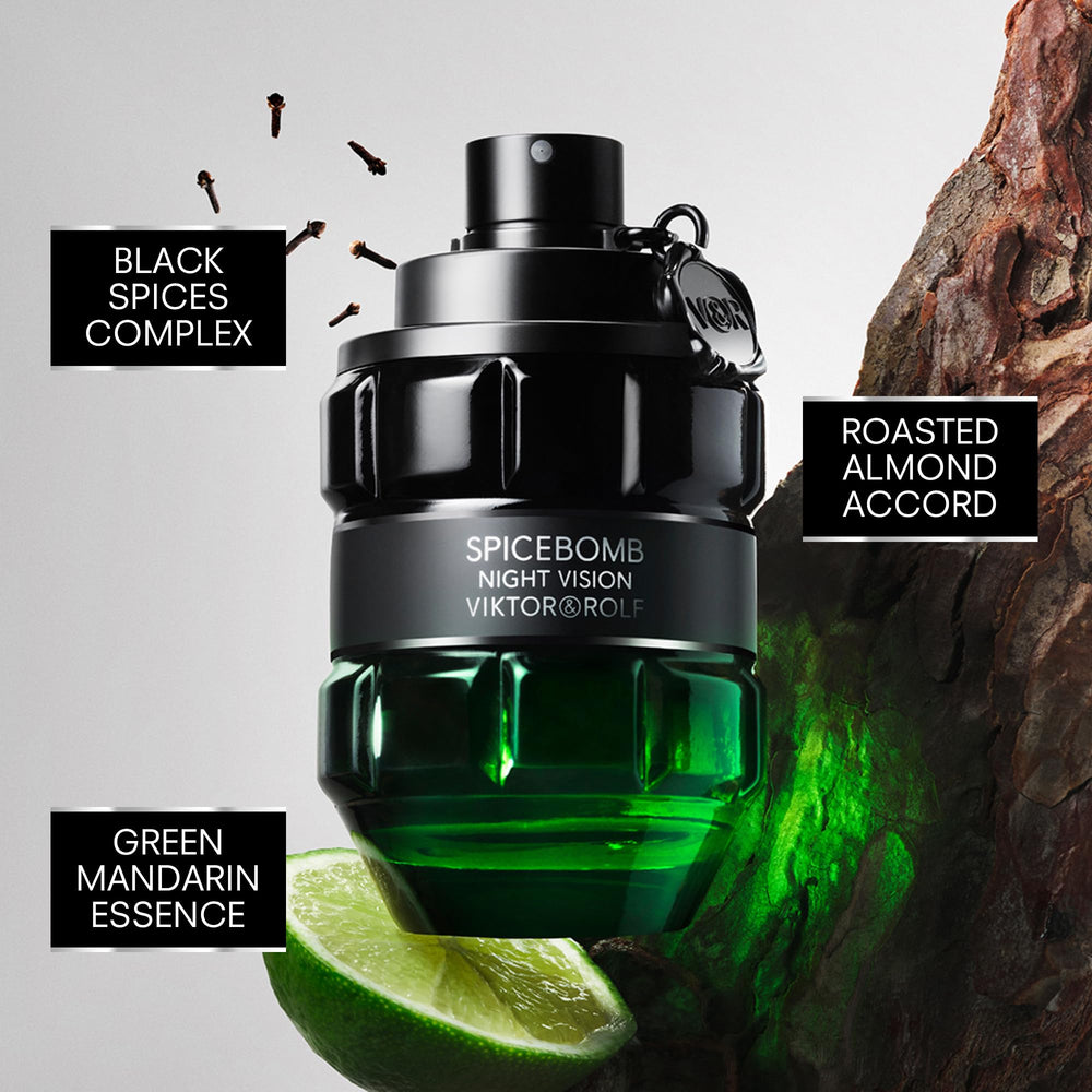 Viktor&Rolf Spicebomb Nightvision bottle close-up highlighting citrus and spice balance