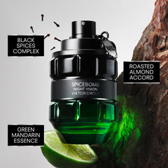 Viktor&Rolf Spicebomb Night Vision packaging box highlighting woody spicy notes