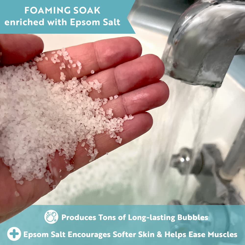 Hydrate bath tub scene showing rich foam and citrus scent