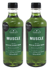 Village Naturals Therapy muscle bath oil bottle offers soothing soak benefits.