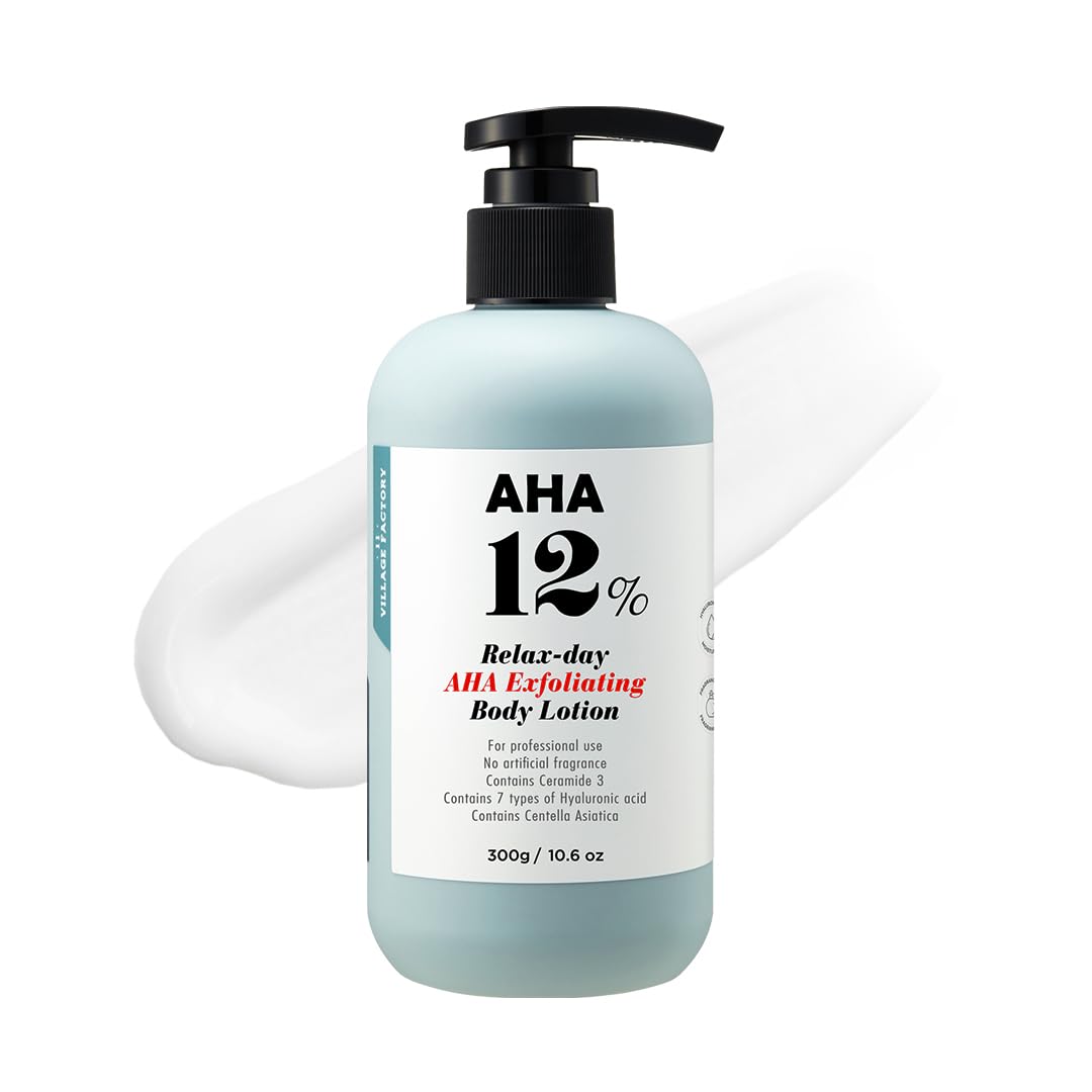 VILLAGE11FACTORY AHA 12% body lotion pump for exfoliation and hydration