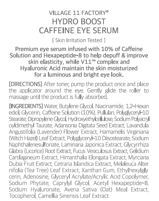 Village11Factory Hydro Boost Eye Serum supports a daytime skincare routine