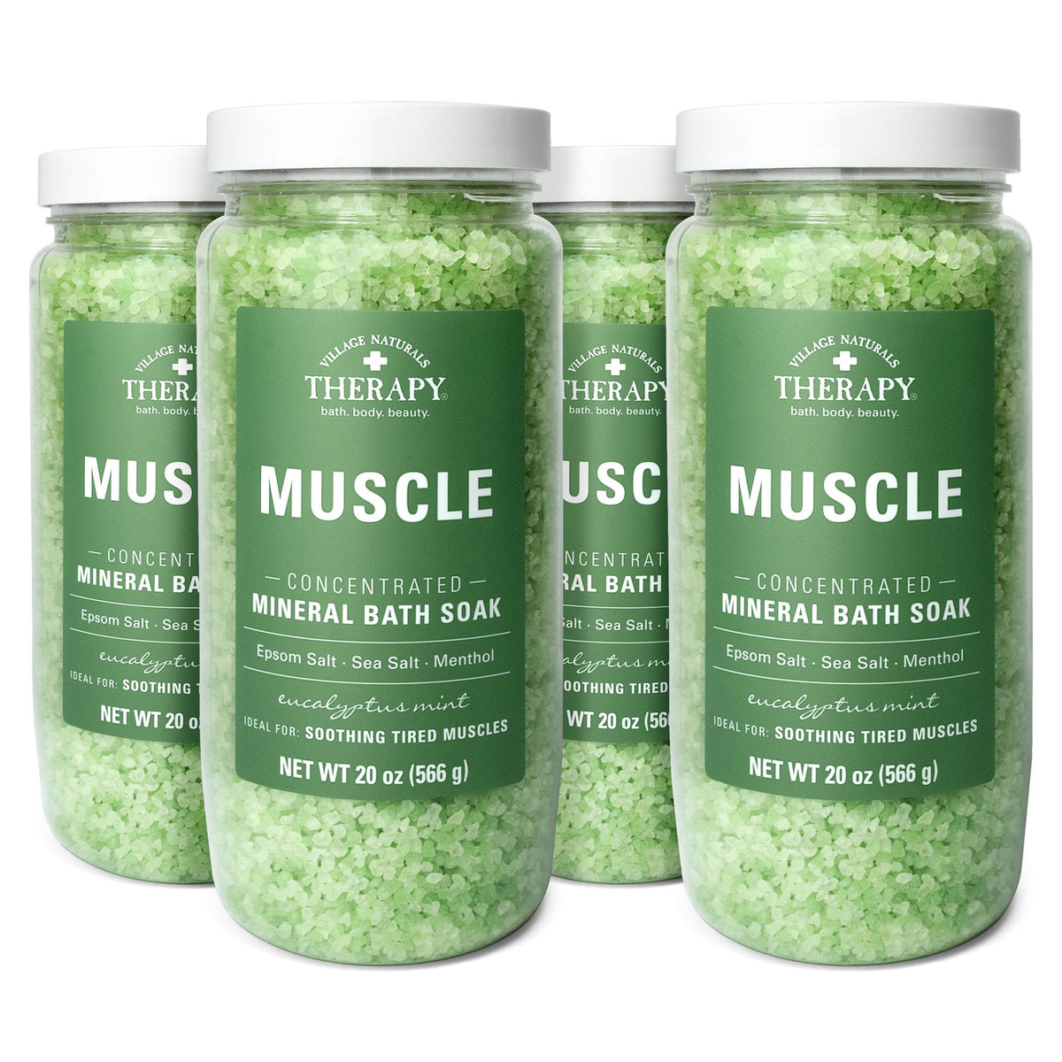 Village Naturals Therapy Muscle Bath Soak bottle ready for a relaxing soak