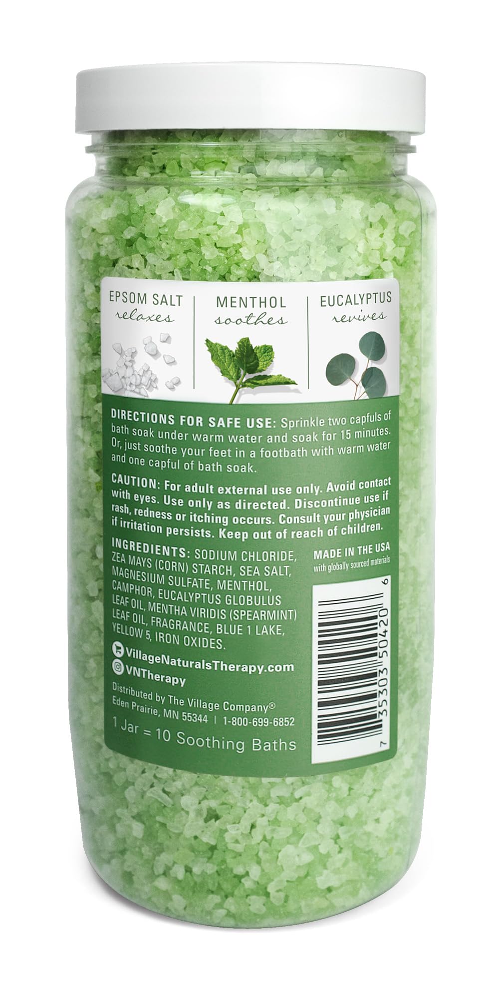 Pouring Village Naturals Therapy Muscle Bath Soak into warm water for refreshment