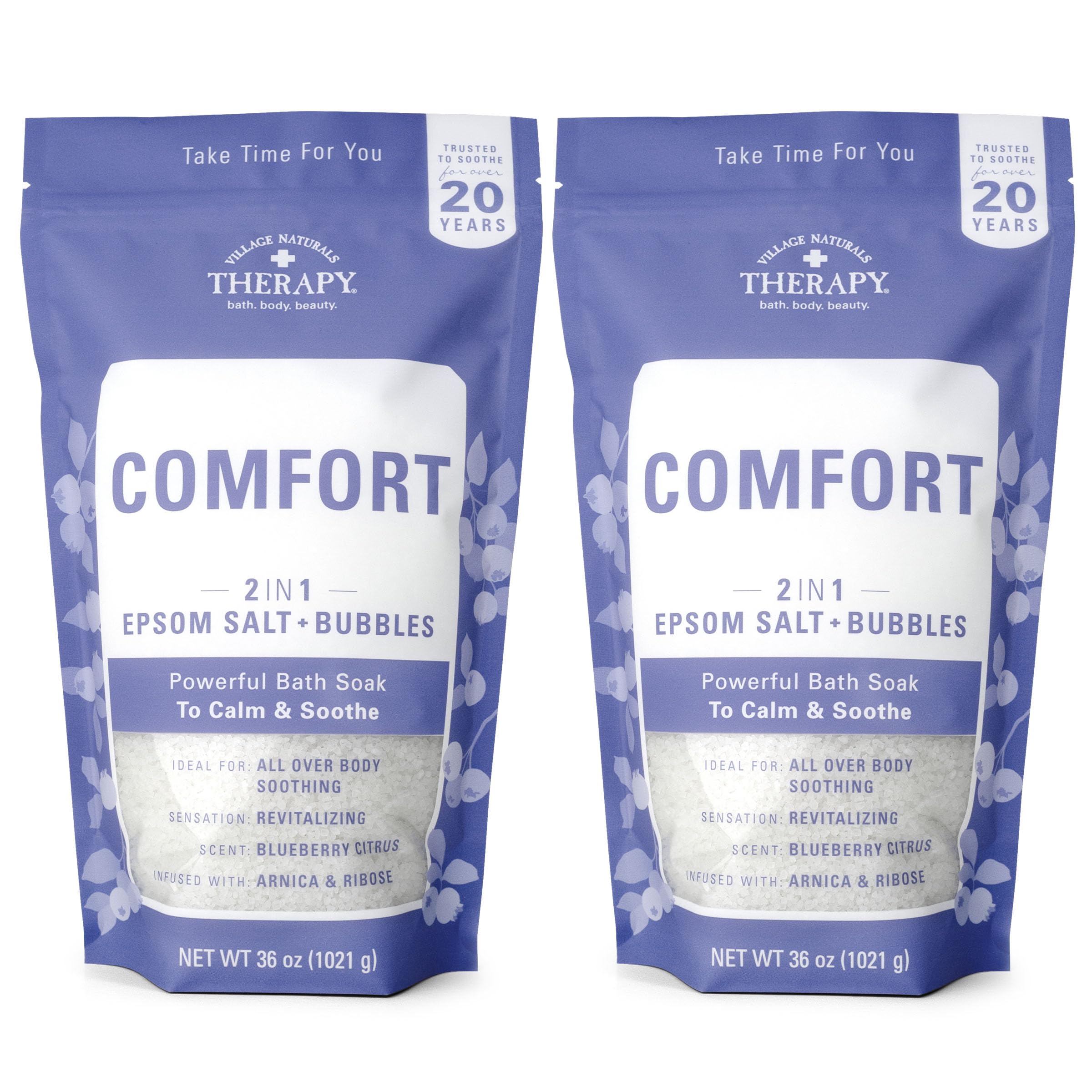 Village Naturals Therapy Comfort Foaming Bath Soak bubbles in tub for relaxation