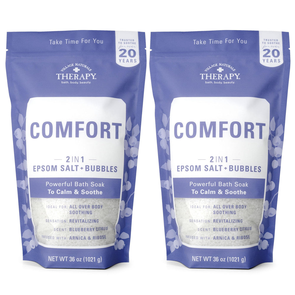 Village Naturals Therapy Comfort Foaming Bath Soak bubbles in tub for relaxation