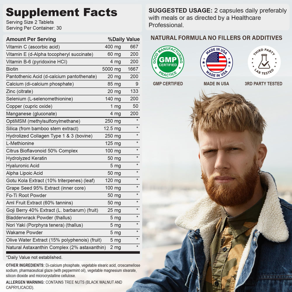 vimulti Love Your Beard Growth Vitamins in daily-use image for an easy routine.