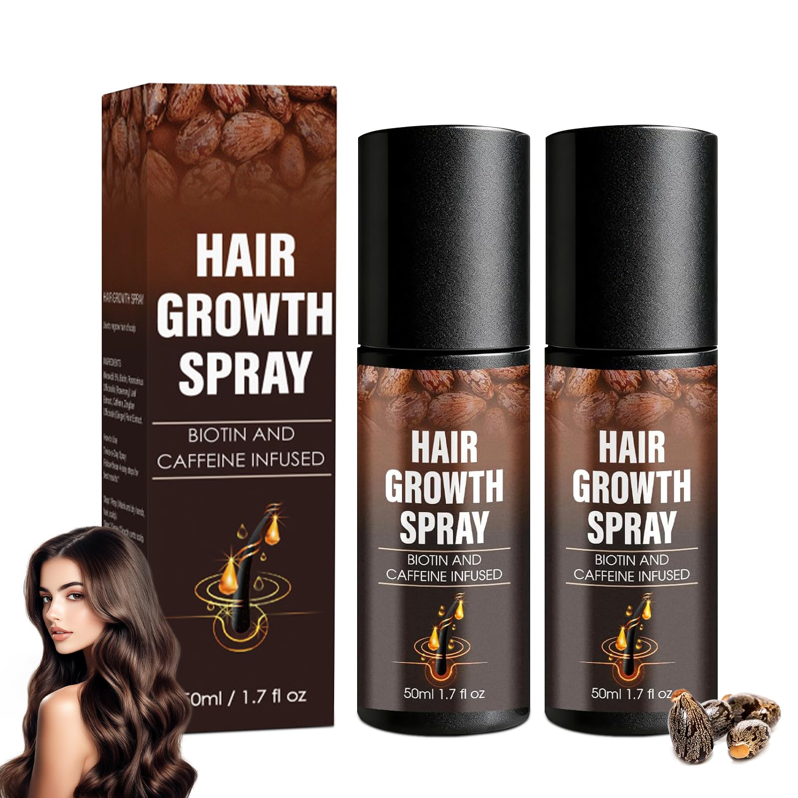 Vincofoo 2PC Hair Growth Spray bottle promotes fuller-looking hair for all types