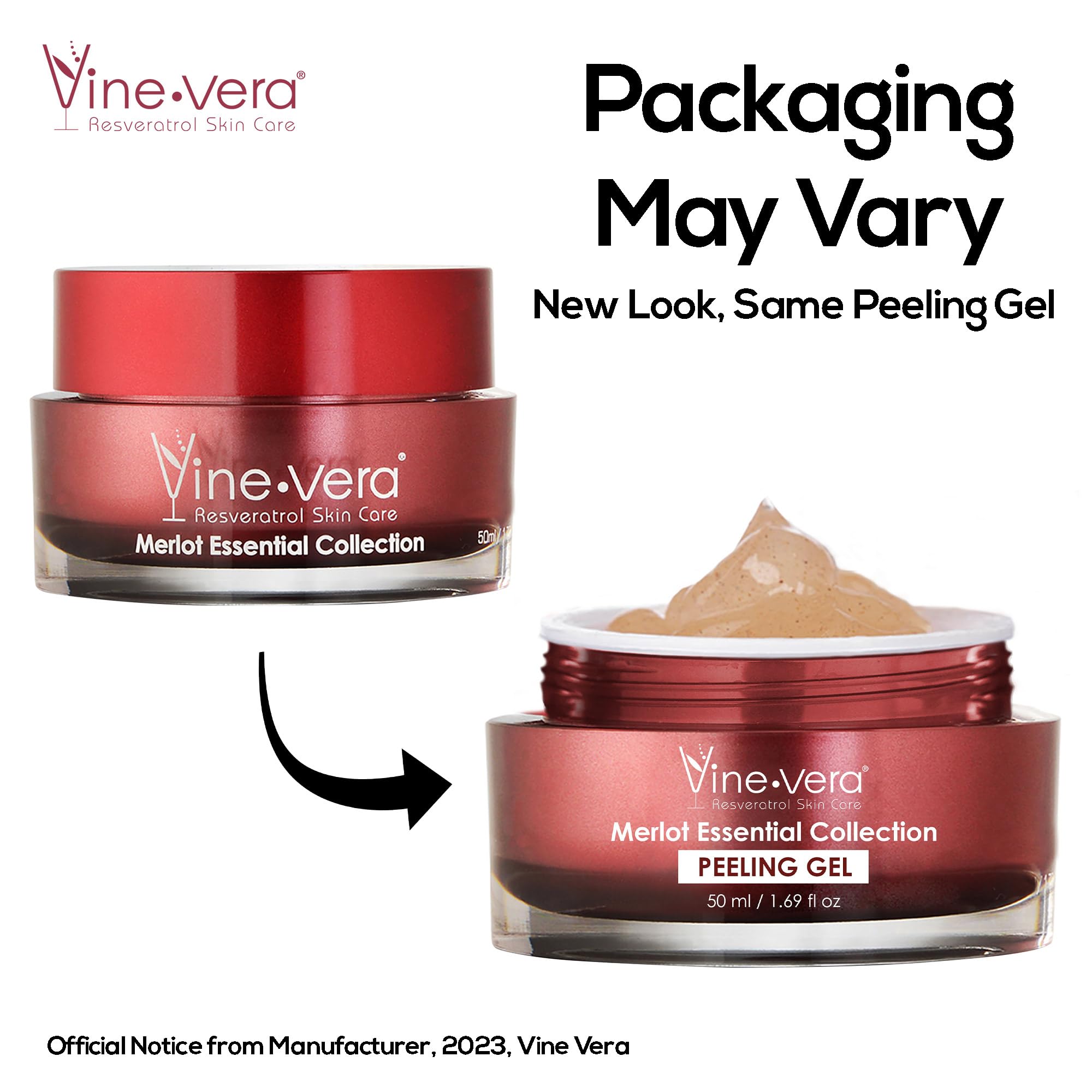 Vine Vera Merlot Facial Peeling Gel texture close-up shows gentle exfoliation.