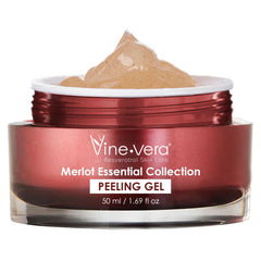 Vine Vera Merlot Facial Peeling Gel bottle close-up highlighting luxurious exfoliation.