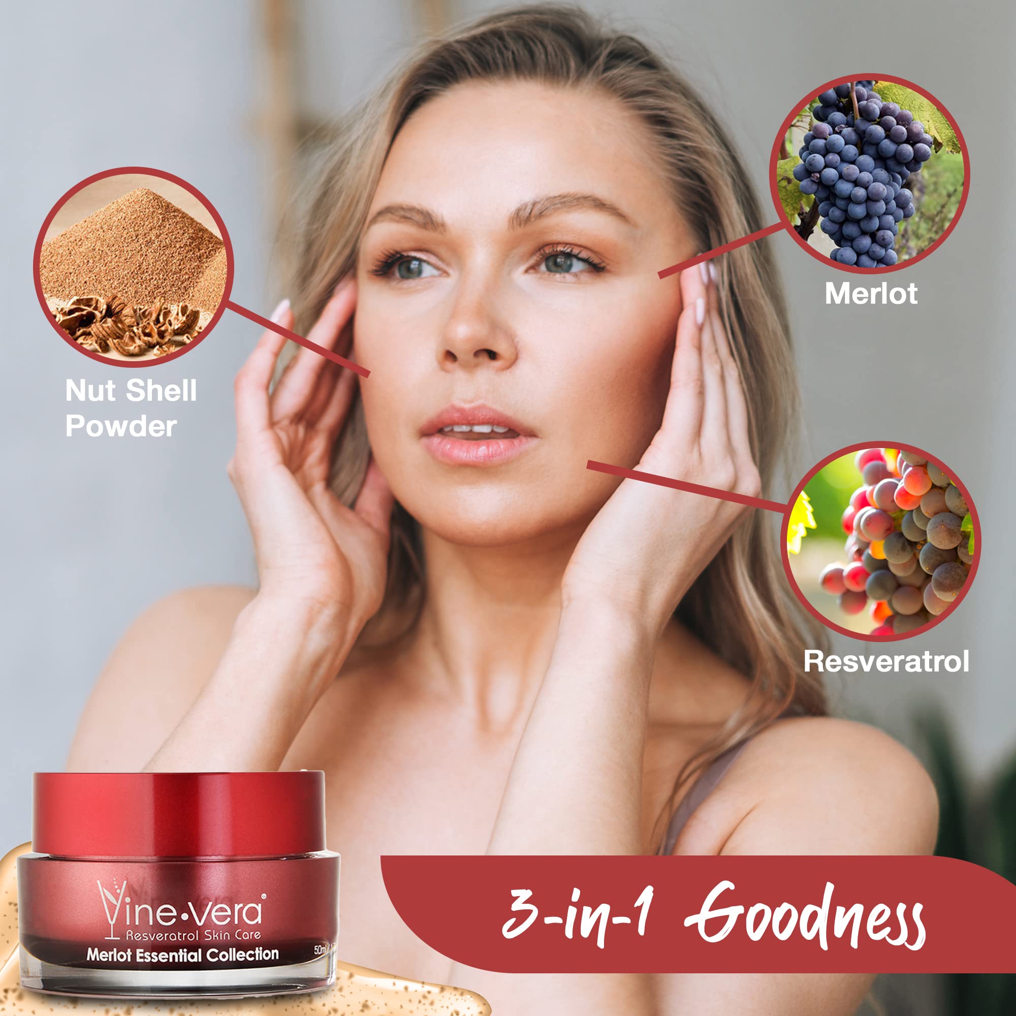 After use, skin looks smooth and hydrated with Vine Vera Merlot.