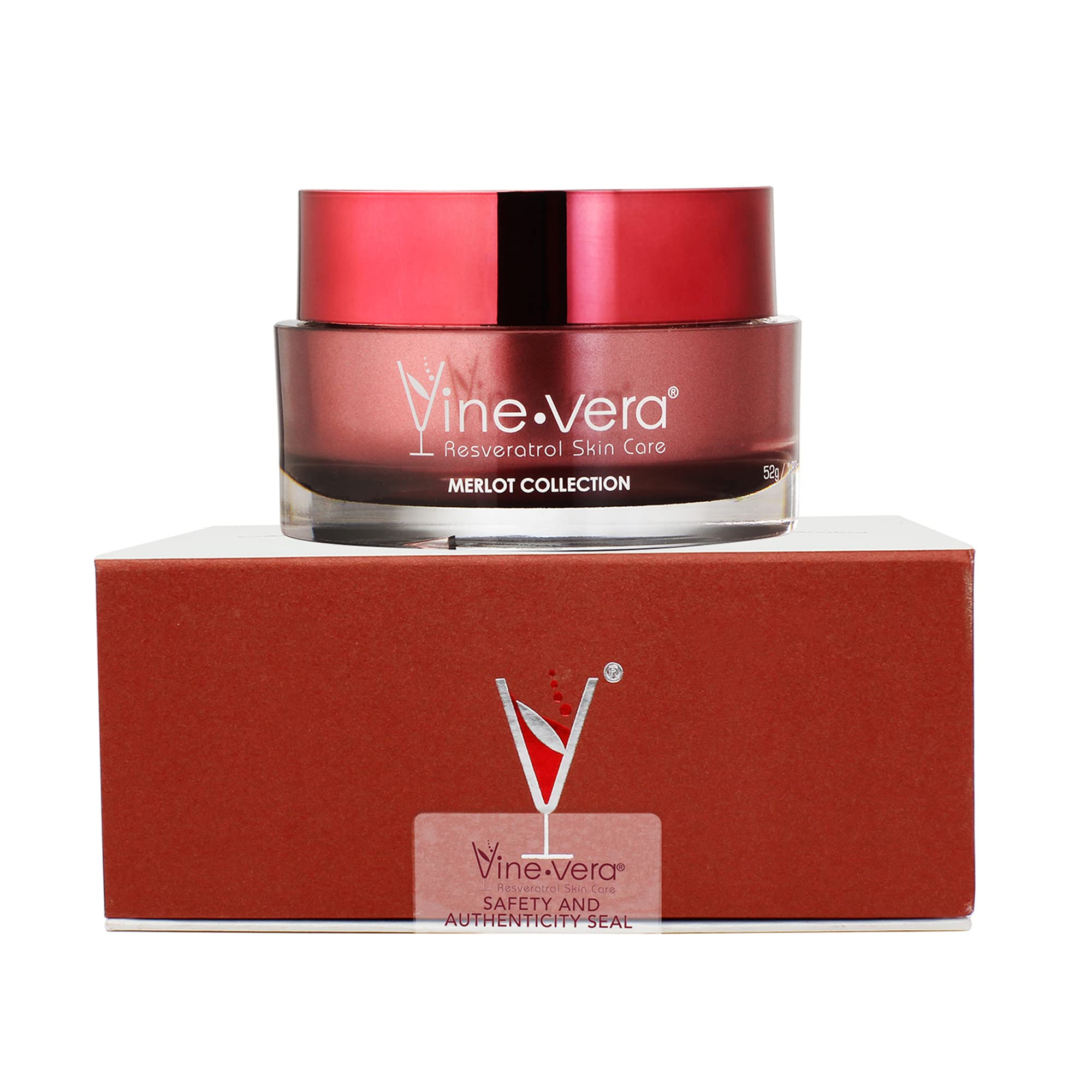 Close-up label on Vine Vera Merlot Day Cream, premium formula