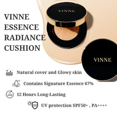 VINNE cushion puff included for smooth, air-light application.