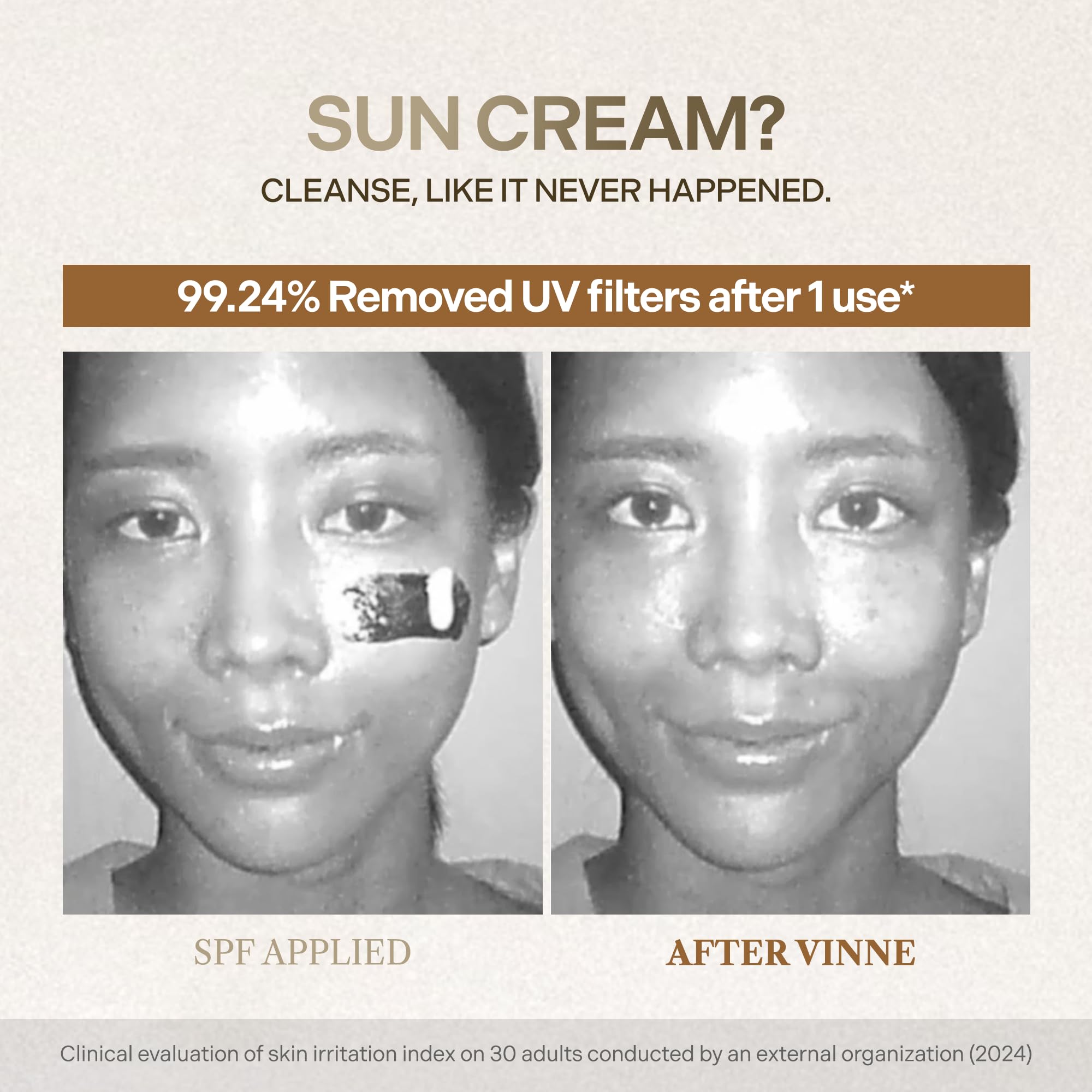VINNE Signature Milky Foam Cleanser close-up highlights low-molecular collagen for moisture.