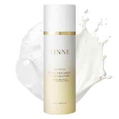 VINNE Signature Milky Foam Cleanser packaging emphasizes premium design for daily skincare.