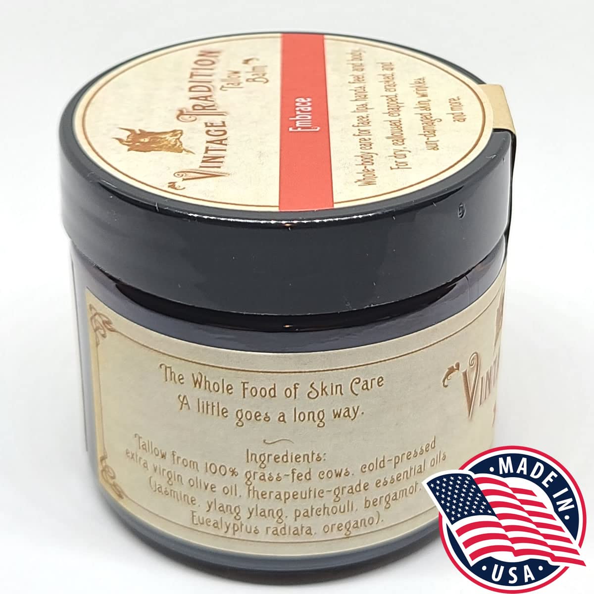 Vintage Tradition Balm label details highlight jasmine oils