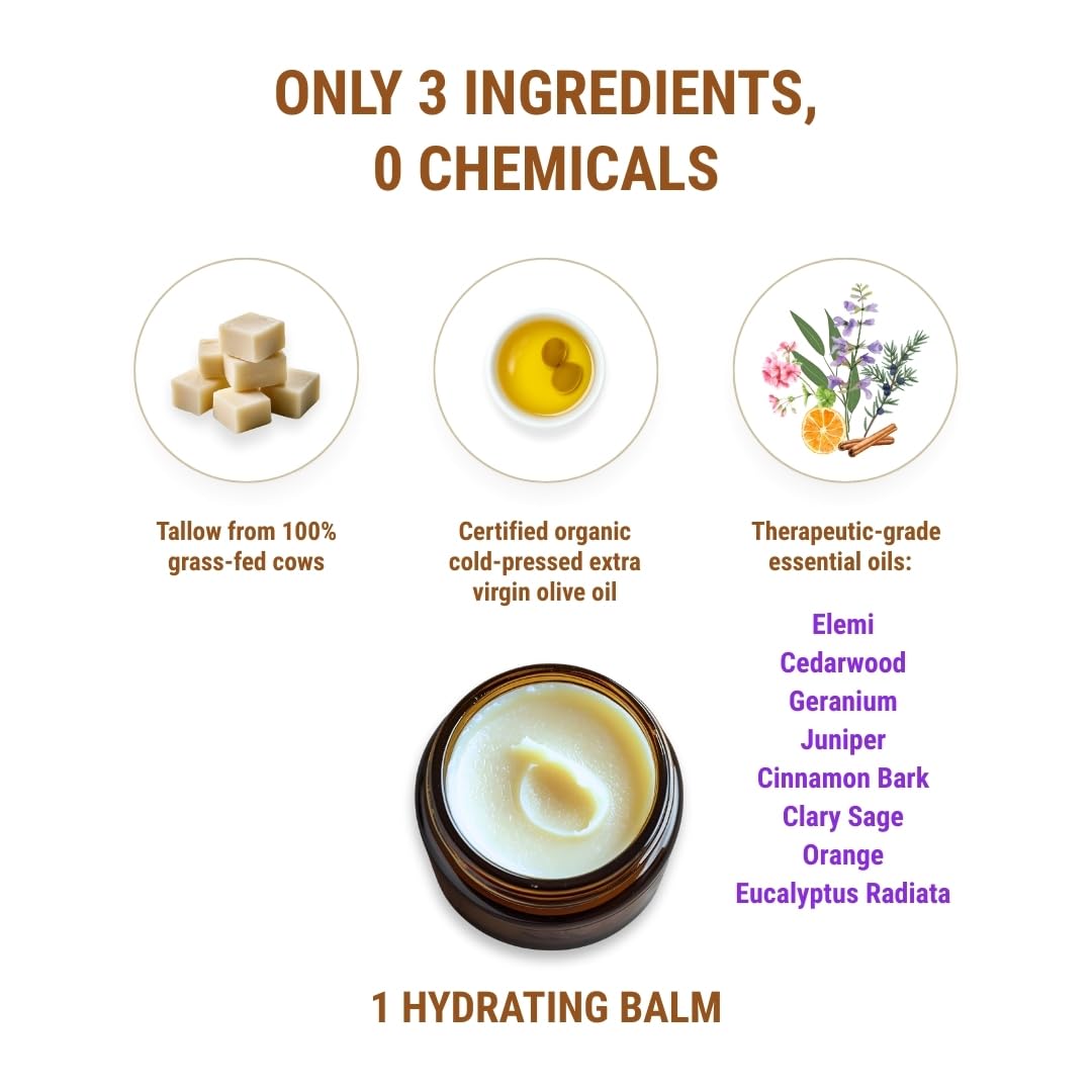 Vintage Tradition ingredients include olive oil and essential oils for soothing care.