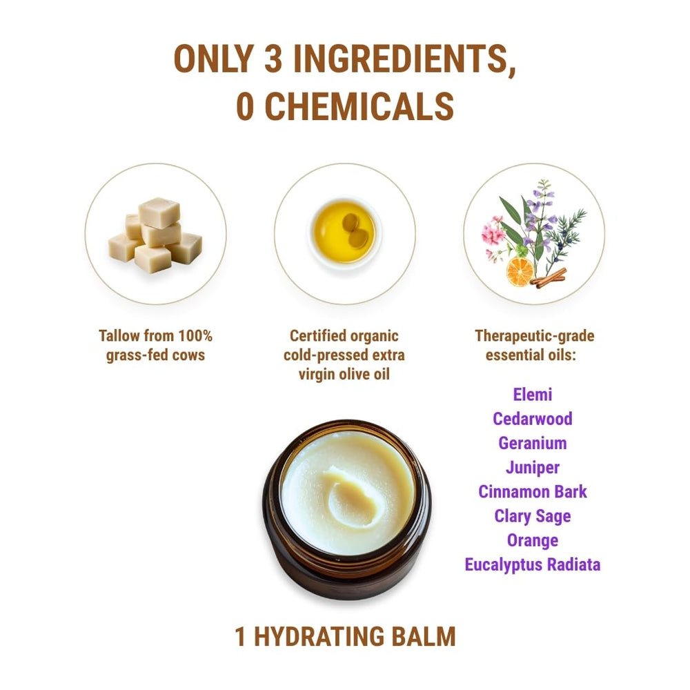 Vintage Tradition ingredients include olive oil and essential oils for soothing care.